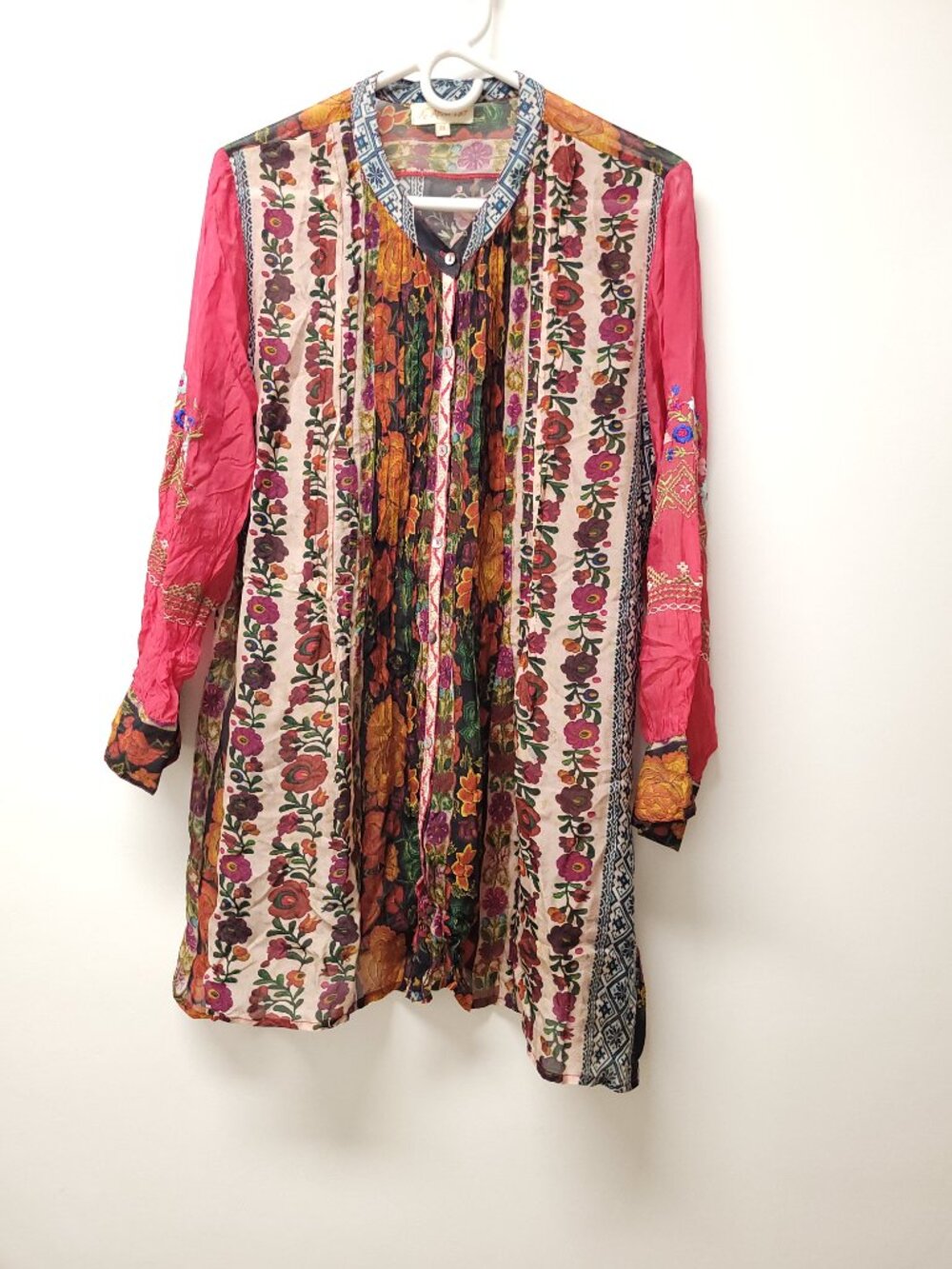 All About Her Embroidered Floral Print Blouse Size M Multicolor